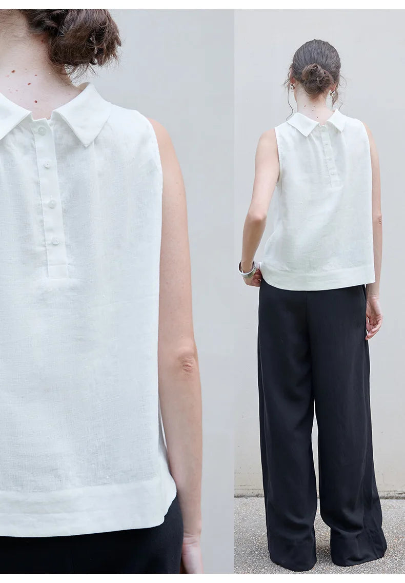 Casual Sleeveless Stand-Up Collar Fashion T-Shirt