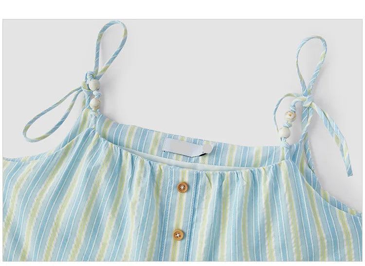 New Striped Resort Lace Slip Dress